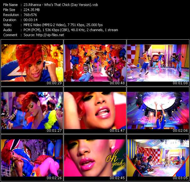 Rihanna video ”Who's That Chick (Day Version)” from dvd ”Vip-Express Videos November 2010”