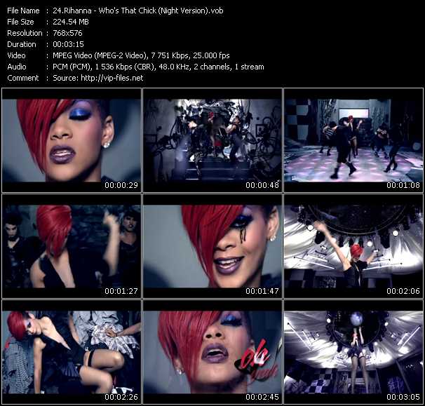 Rihanna video ”Who's That Chick (Night Version)” from dvd ”Vip-Express Videos November 2010”