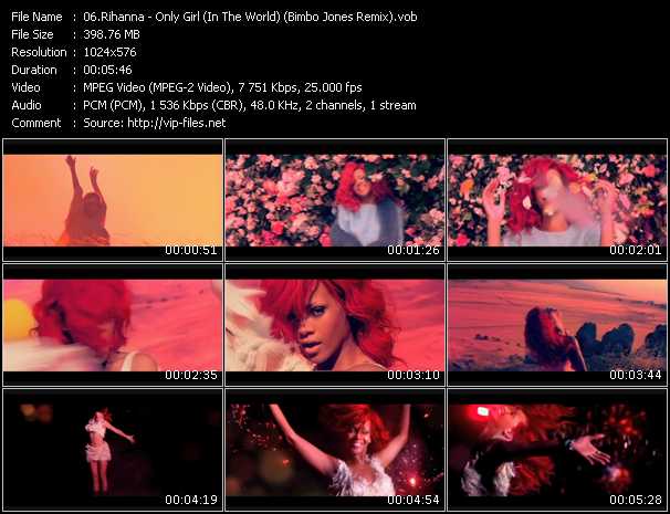 Rihanna video ”Only Girl (In The World) (Bimbo Jones Remix)” from dvd ”Vip-Club Videos November 2010”