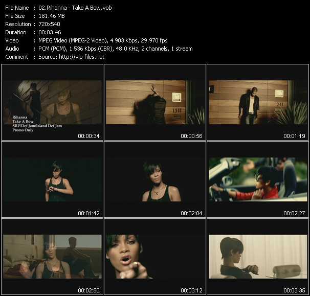 Rihanna video ”Take A Bow” from dvd ”Woman Video Hits. New Edit. Vol.5”