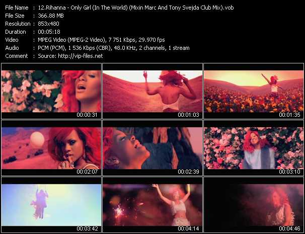 Rihanna video ”Only Girl (In The World) (Mixin Marc And Tony Svejda Club Mix)” from dvd ”DTVideos Club Remixes Vol.17”