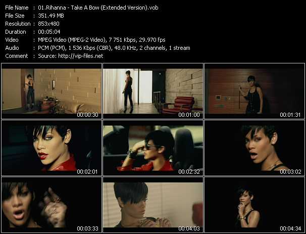 Rihanna video ”Take A Bow (Extended Version)” from dvd ”DTVideos Extended Vol.19”