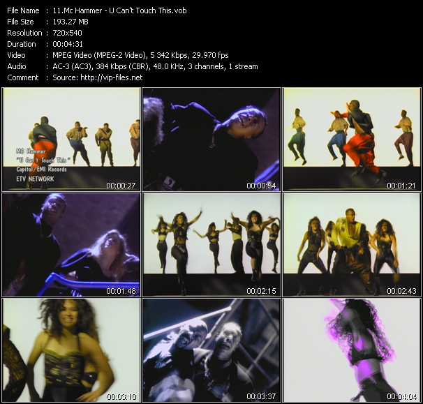 Mc Hammer video ”U Can't Touch This” from dvd ”ETV Network Vital Classics 08. Hitz Of '90”