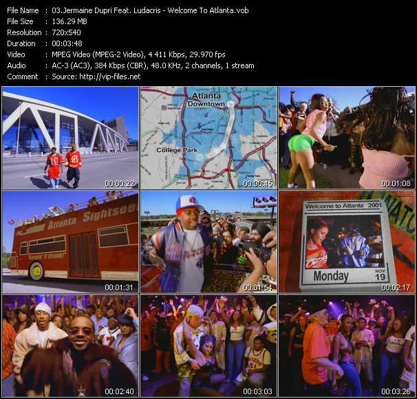 Jermaine Dupri Feat. Ludacris video ”Welcome To Atlanta” from dvd ”ETV Network Vital Hitz 2052 January 2002”