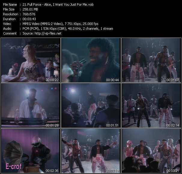 Full Force video ”Alice, I Want You Just For Me” from dvd ”MixMash 80s Classics Vol.25”