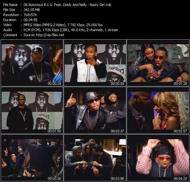 Notorious B.I.G. Feat. P. Diddy (Puff Daddy) And Nelly video ”Nasty Girl” from dvd ”MixMash Pop February 2006”