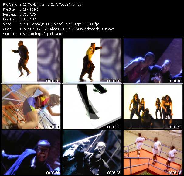 Mc Hammer video ”U Can't Touch This” from dvd ”MixMash Party Classics Vol.15”