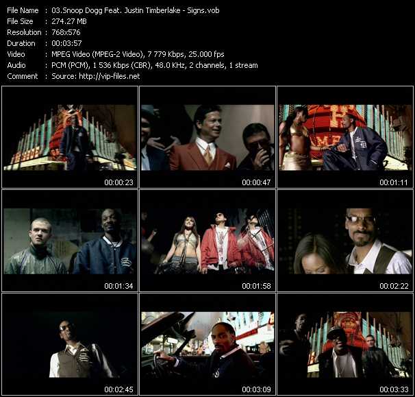 Snoop Dogg Feat. Justin Timberlake video ”Signs” from dvd ”MixMash Urban Classics Vol.3”