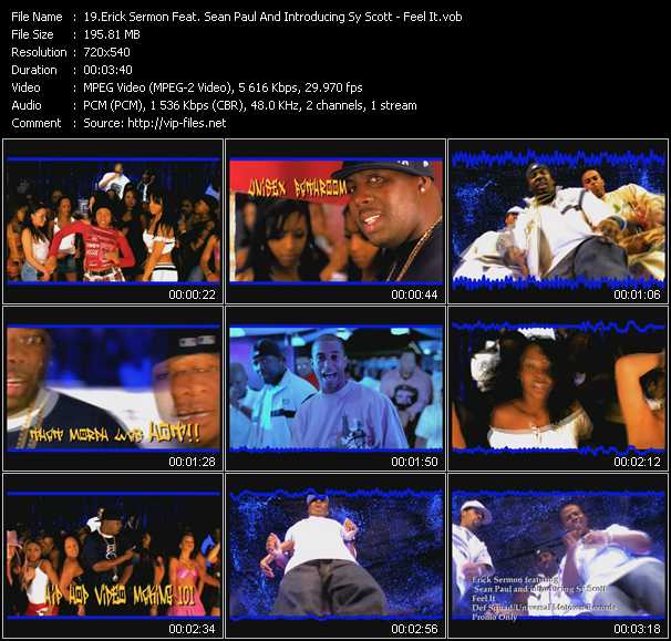 Erick Sermon Feat. Sean Paul And Introducing Sy Scott video ”Feel It” from dvd ”Canada Hot Video August 2004”