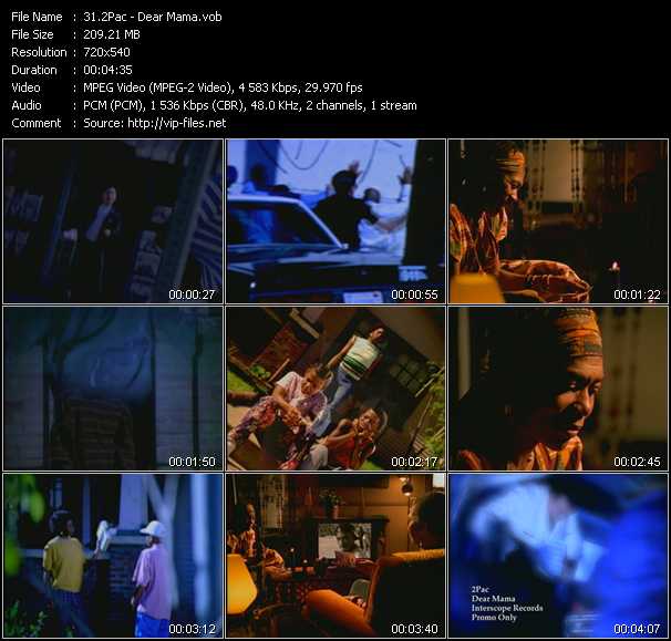 2Pac (Tupac Shakur) video ”Dear Mama” from dvd ”Hot Video Classics Best Of 1995 Vol.1”