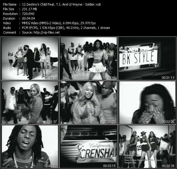 Destiny's Child Feat. T.I. And Lil' Wayne video ”Soldier” from dvd ”Canada Hot Video January 2005”