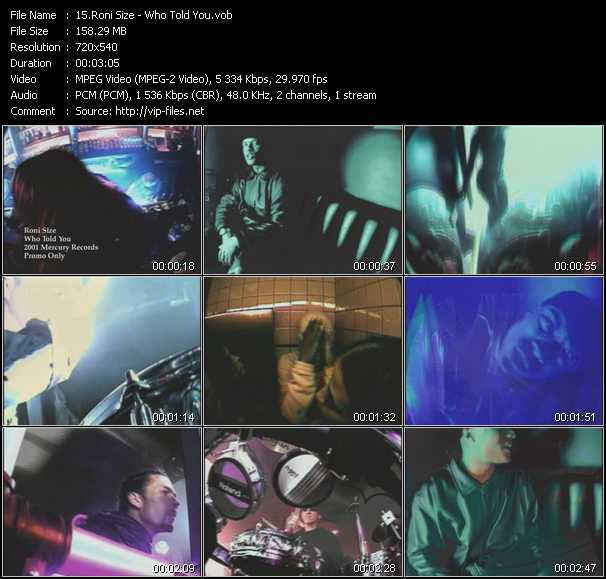 Roni Size video ”Who Told You” from dvd ”Hot Video January 2001”