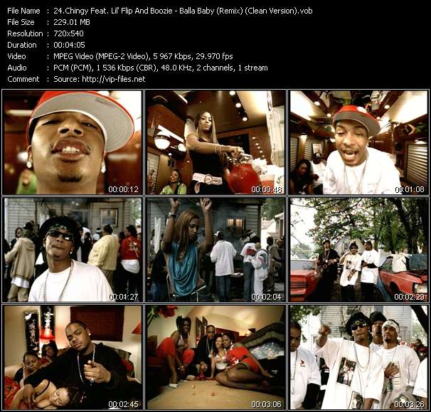 Chingy Feat. Lil' Flip And Boozie video ”Balla Baby (Remix) (Clean Version)” from dvd ”Hot Video January 2005”