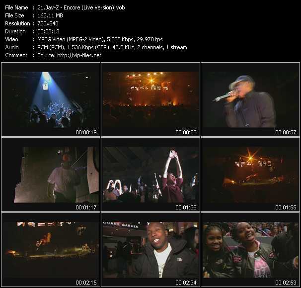 Jay-Z video ”Encore (Live Version)” from dvd ”Hot Video February 2004”