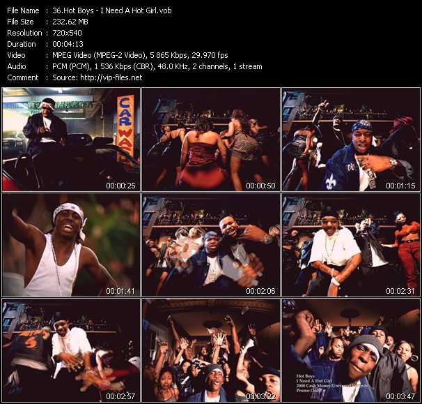 Hot Boys video ”I Need A Hot Girl” from dvd ”Hot Video January-March 2000”