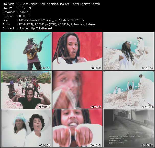 Ziggy Marley And The Melody Makers video ”Power To Move Ya” from dvd ”Screenplay VJ-Pro Classic Vision Reggae Vol.1 February 2006”