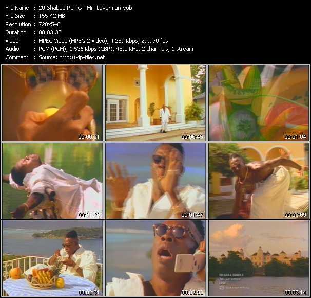 Shabba Ranks video ”Mr. Loverman” from dvd ”Screenplay VJ-Pro Classic Vision Reggae Vol.1 February 2006”