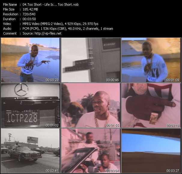 Too Short video ”Life Is... Too Short” from dvd ”Screenplay VJ-Pro Classic Vision Old Skool Vol.2 October 2005”