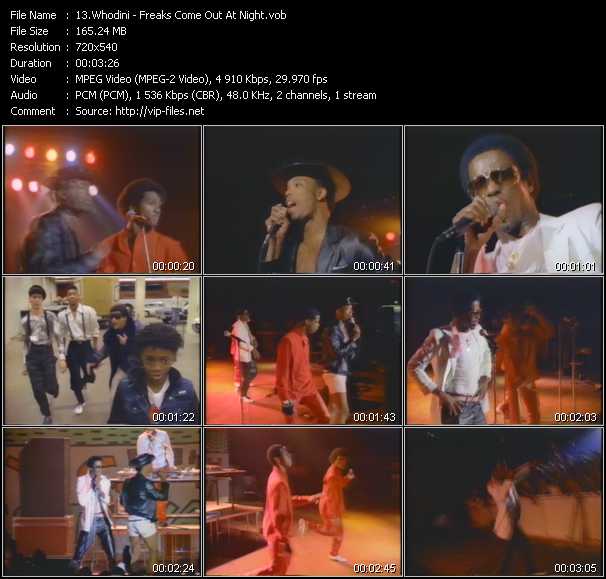 Whodini video ”Freaks Come Out At Night” from dvd ”Screenplay VJ-Pro Classic Vision Old Skool Vol.2 October 2005”