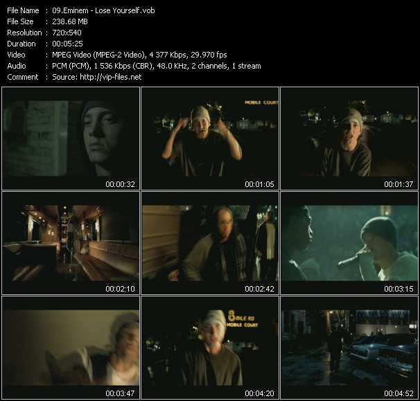 Eminem video ”Lose Yourself” from dvd ”Screenplay VJ-Pro Classic Vision VJ Picks Vol.2 October 2007”