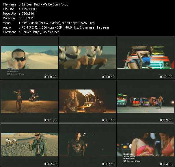 Sean Paul video ”We Be Burnin'” from dvd ”Screenplay VJ-Pro Latin Vision November 2005”