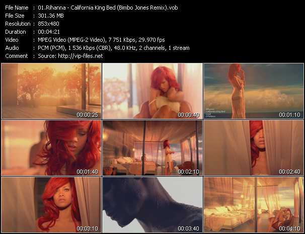 Rihanna video ”California King Bed (Bimbo Jones Remix)” from dvd ”DTVideos Club Remixes Vol.39”