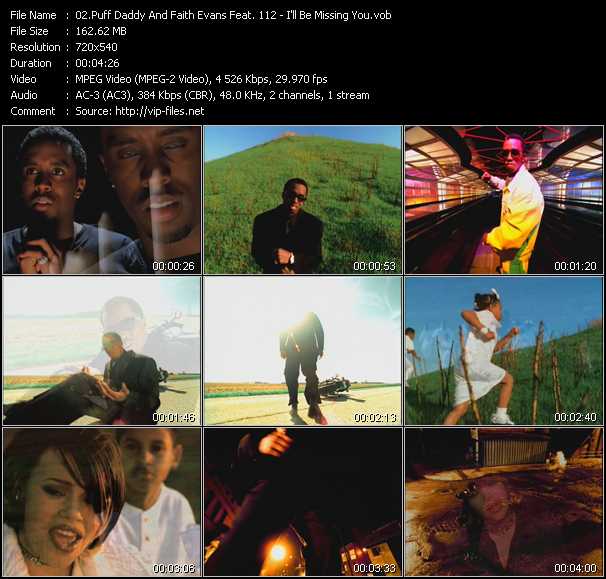 Puff Daddy (P. Diddy) And Faith Evans Feat. 112 video ”I'll Be Missing You” from dvd ”ETV Network Vital Classics 16. Sixteen”