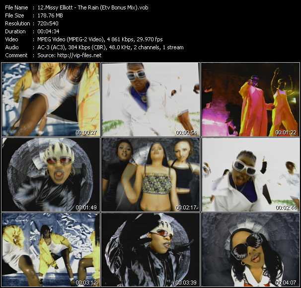 Missy Elliott video ”The Rain (Supa Dupa Fly) (ETV Bonus Mix)” from dvd ”ETV Network Vital Hitz 2006 March 1998”