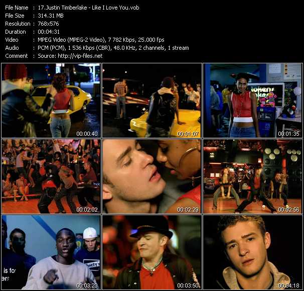 Justin Timberlake Feat. Clipse video ”Like I Love You” from dvd ”MixMash Urban Classics Vol.8”