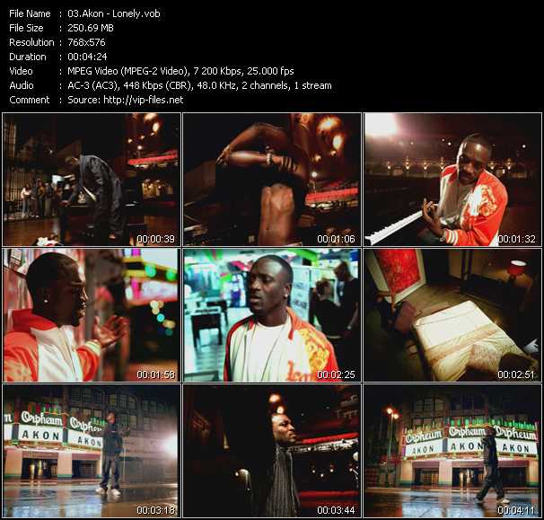 Akon video ”Lonely” from dvd ”Now That's What I Call Music! The DVD Vol.1 (South Africa Edition)”