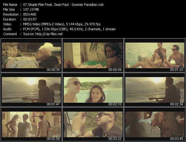 Simple Plan Feat. Sean Paul video ”Summer Paradise” from dvd ”Hot Video May 2012”