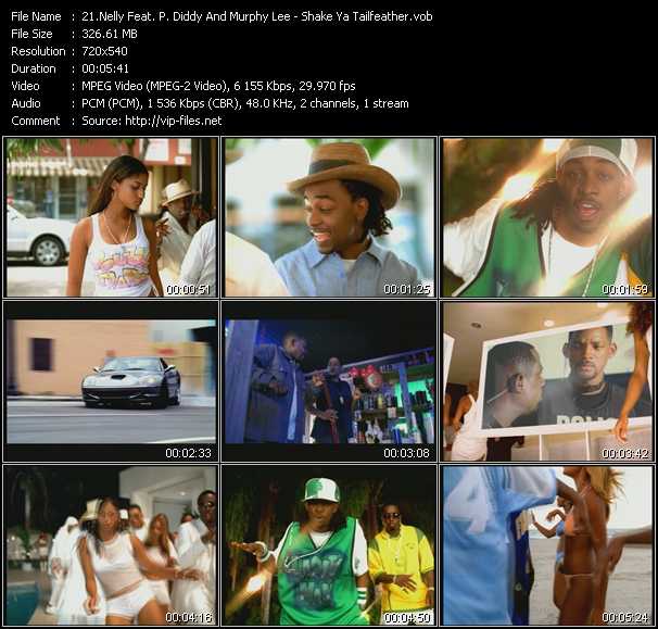 Nelly Feat. P. Diddy (Puff Daddy) And Murphy Lee video ”Shake Ya Tailfeather” from dvd ”Hot Video August 2003”