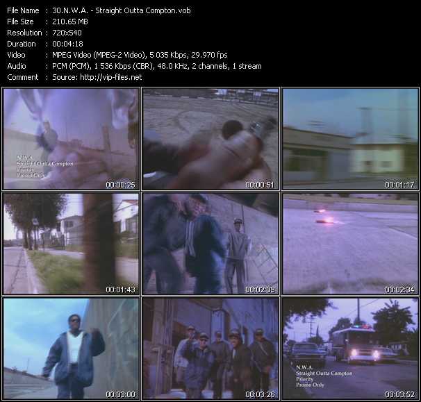 N.W.A. video ”Straight Outta Compton” from dvd ”Urban Video April 2012”