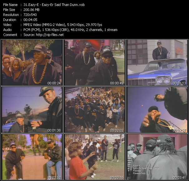 Eazy-E video ”Eazy-Er Said Than Dunn” from dvd ”Urban Video April 2012”