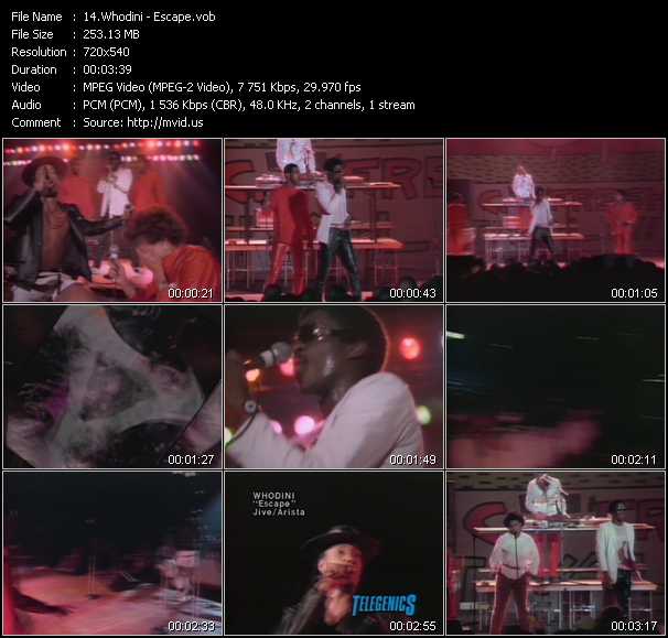 Whodini video ”Escape” from dvd ”Telegenics Number 27B. June 1985”