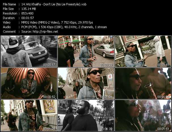 Wiz Khalifa video ”Don't Lie (No Lie Freestyle)” from dvd ”Vip-Express Videos August 2012 Vol.1”