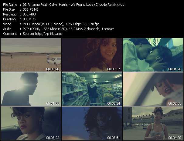 Rihanna Feat. Calvin Harris video ”We Found Love (Chuckie Remix)” from dvd ”DTVideos Club Remixes Vol.47”