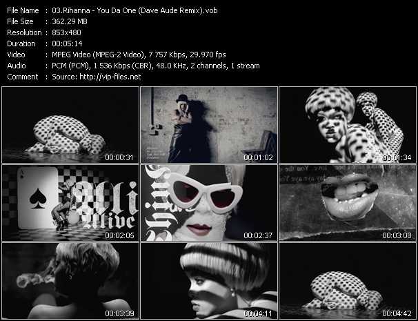 Rihanna video ”You Da One (Dave Aude Remix)” from dvd ”DTVideos Club Remixes Vol.53”