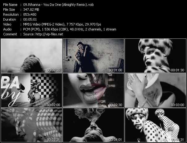 Rihanna video ”You Da One (Almighty Remix)” from dvd ”DTVideos Club Remixes Vol.54”