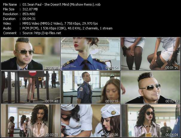 Sean Paul video ”She Doesn't Mind (Mixshow Remix)” from dvd ”DTVideos Club Remixes Vol.55”