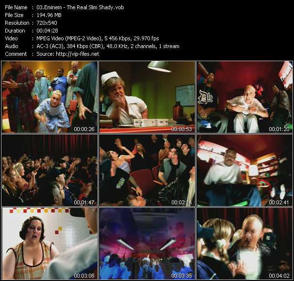 Eminem video ”The Real Slim Shady” from dvd ”ETV Network Vital Dance 9033 June 2000”