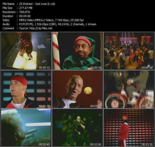 Eminem video ”Just Lose It” from dvd ”MixMash Espanol January 2005”