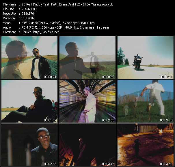 Puff Daddy (P. Diddy) And Faith Evans Feat. 112 video ”I'll Be Missing You” from dvd ”MixMash Party Classics Vol.27”