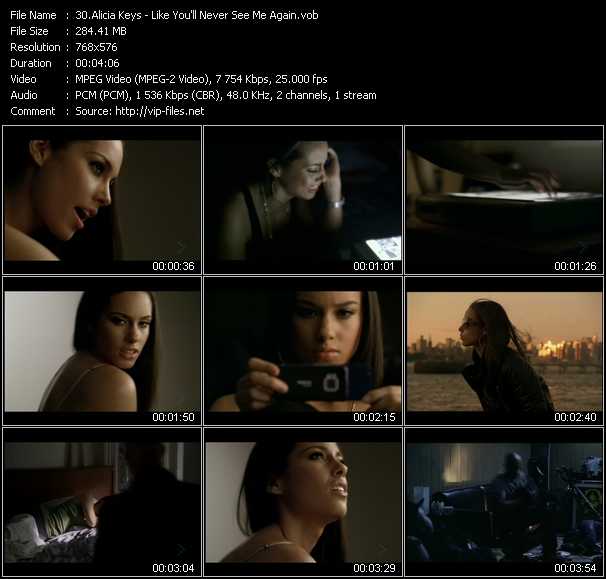 Alicia Keys video ”Like You'll Never See Me Again” from dvd ”MixMash Urban February 2008”