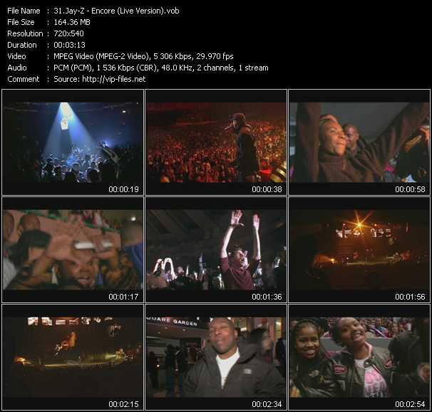 Jay-Z video ”Encore (Live Version)” from dvd ”Hot Video Classics Best Of 2004 Vol.3”