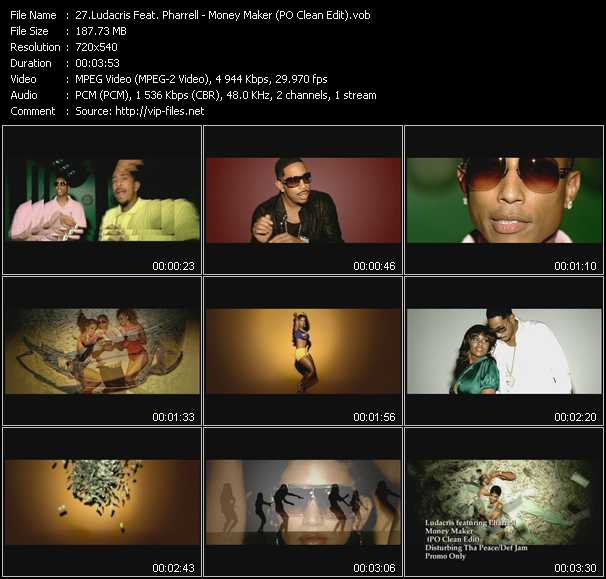 Ludacris Feat. Pharrell Williams video ”Money Maker (PO Clean Edit)” from dvd ”Hot Video Classics Best Of 2006 Vol.2”