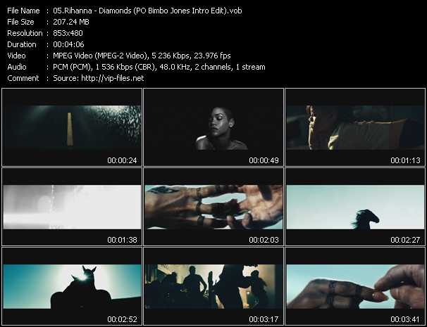 Rihanna video ”Diamonds (PO Bimbo Jones Intro Edit)” from dvd ”Club Video January 2013”