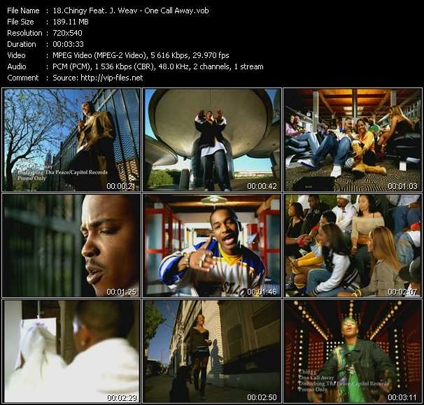 Chingy Feat. J. Weav video ”One Call Away” from dvd ”Canada Hot Video March 2004”