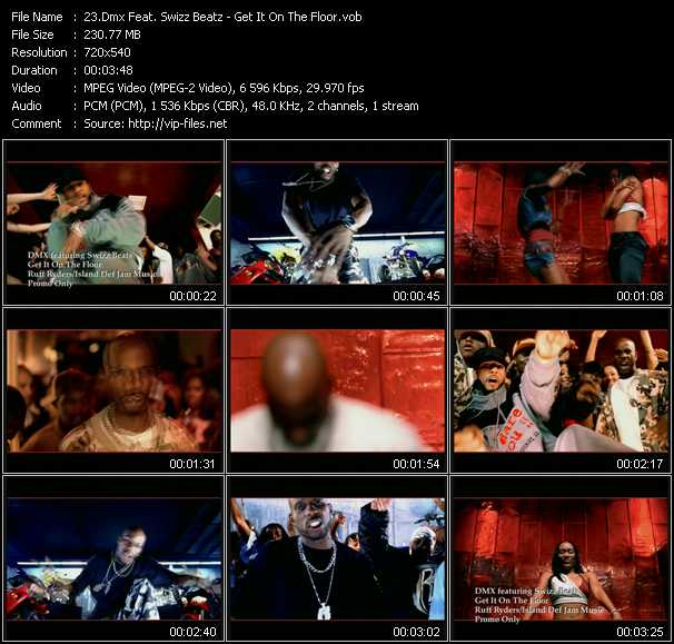 Dmx Feat. Swizz Beatz video ”Get It On The Floor” from dvd ”Canada Hot Video March 2004”