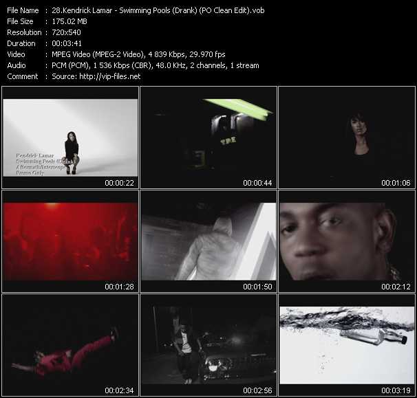 Kendrick Lamar video ”Swimming Pools (Drank) (PO Clean Edit)” from dvd ”Hot Video October 2012”